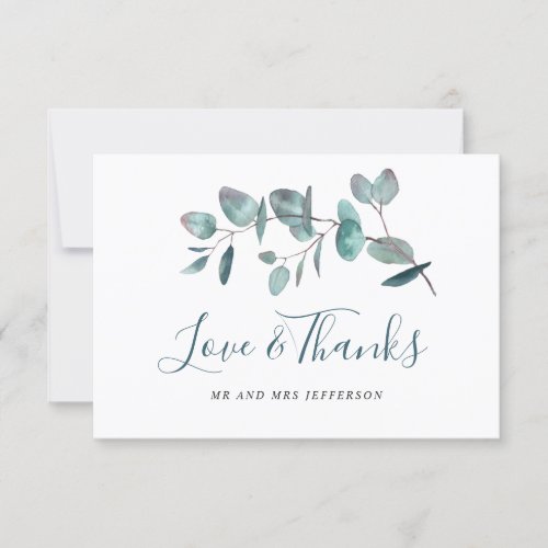 Simple Elegant Eucalyptus Greenery Wedding Thank You Card