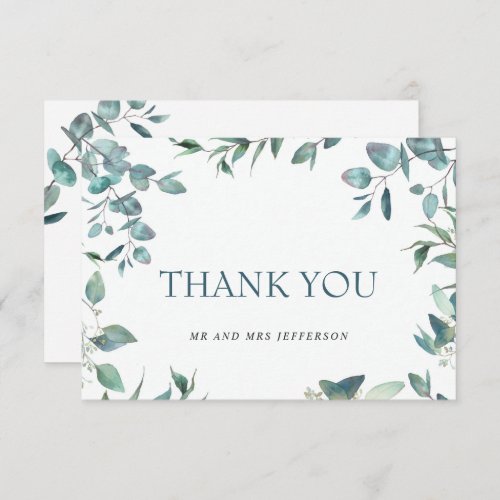 Simple Elegant Eucalyptus Greenery Wedding Thank You Card