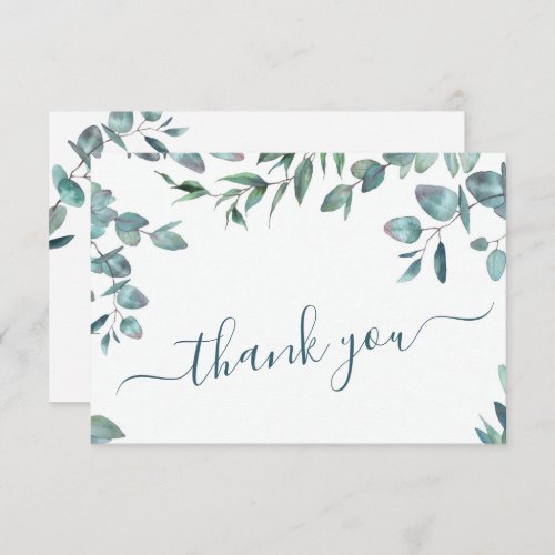 Simple Elegant Eucalyptus Greenery Wedding Thank You Card