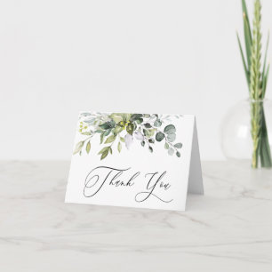 Simple Elegant Eucalyptus Watercolor Greenery Letterpress Thank You Card