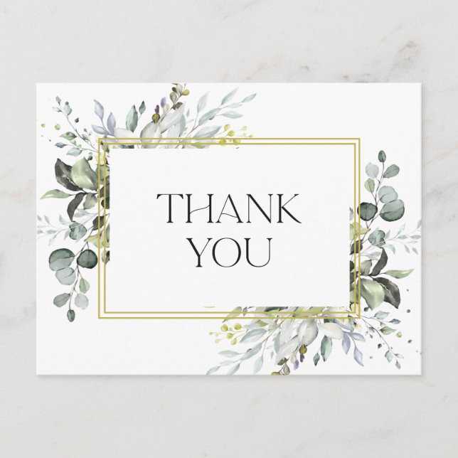 Simple Elegant Eucalyptus Watercolor Greenery Postcard (Front)