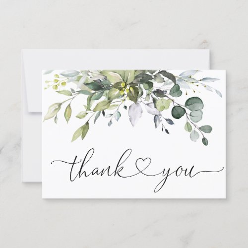 Simple Elegant Eucalyptus Watercolor Greenery  Thank You Card