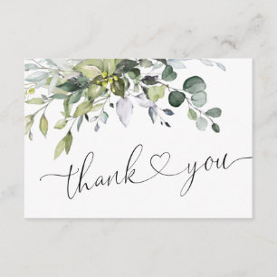 Simple Elegant Eucalyptus Watercolor Greenery Thank You Card