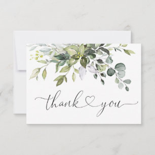 Simple Elegant Eucalyptus Watercolor Greenery Thank You Card