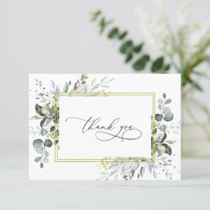 Simple Elegant Eucalyptus Watercolor Greenery Thank You Card