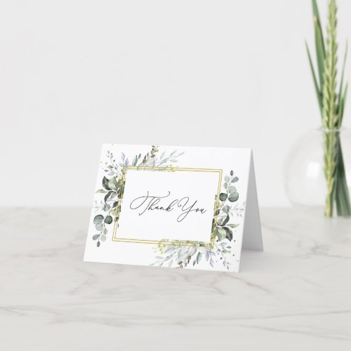 Simple Elegant Eucalyptus Watercolor Greenery Thank You Card