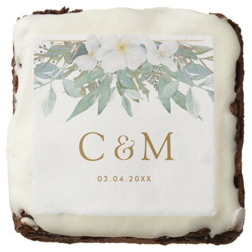 Simple elegant eucalyptus wedding   brownie