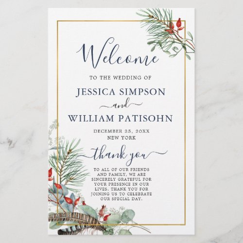 Simple Elegant Eucalyptus Wedding Ceremony Program