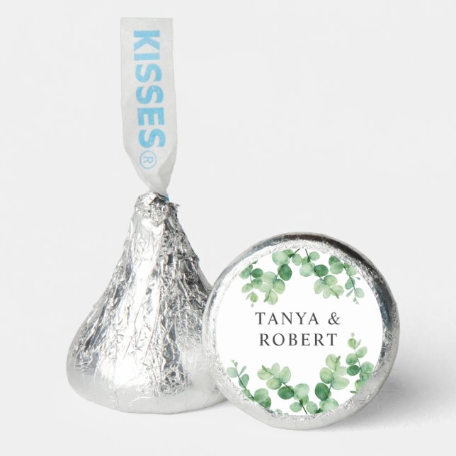 Simple Elegant Eucalyptus Wedding Chic Calligraphy Hershey®'s Kisses® (Front)