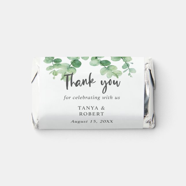 Simple Elegant Eucalyptus Wedding Chic Calligraphy Hershey's Miniatures (Front)