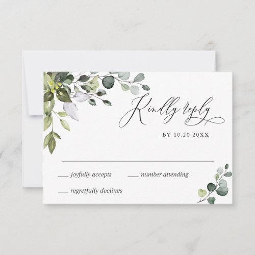 Simple Elegant Eucalyptus Wedding RSVP Card