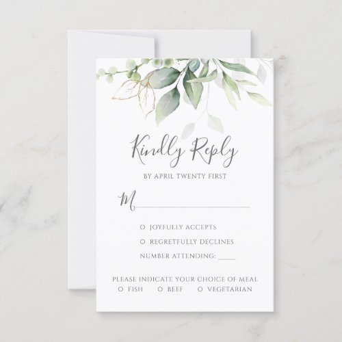 Simple Elegant Eucalyptus Wedding RSVP Card