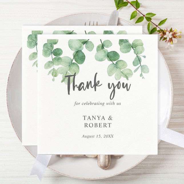 Simple Elegant eucalyptus wedding sage green chic Napkins (Creator Uploaded)