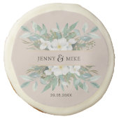 Simple, elegant, eucalyptus, wedding sugar cookie (Front)