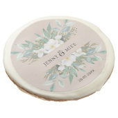 Simple, elegant, eucalyptus, wedding sugar cookie (Angled)