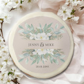 Simple, elegant, eucalyptus, wedding  sugar cookie