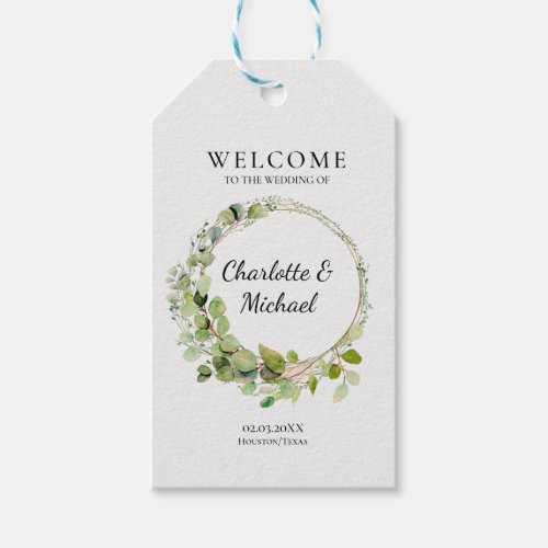 Simple elegant eucalyptus  Wedding Welcome  Gift Tags