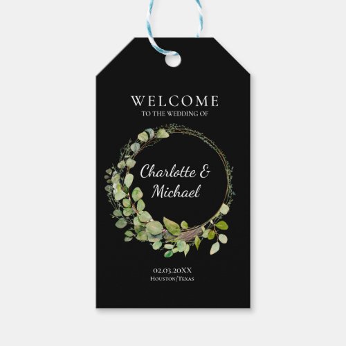 Simple elegant eucalyptus  Wedding Welcome   Gift Tags