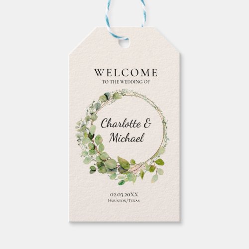 Simple elegant eucalyptus  Wedding Welcome   Gift Tags