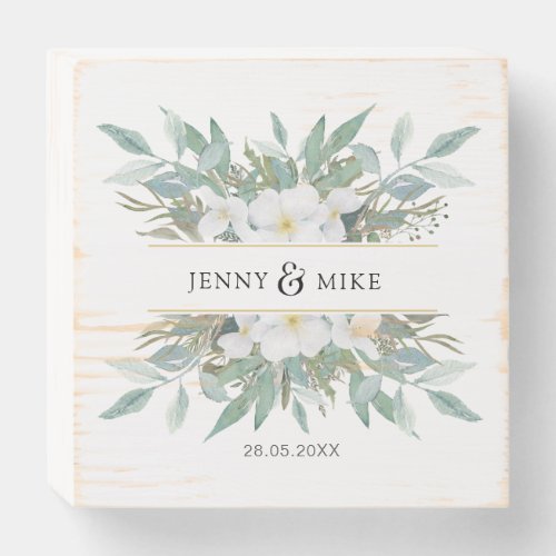 Simple elegant eucalyptus wedding wooden box sign