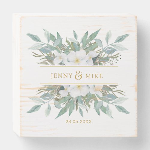 Simple elegant eucalyptus wedding wooden box sign