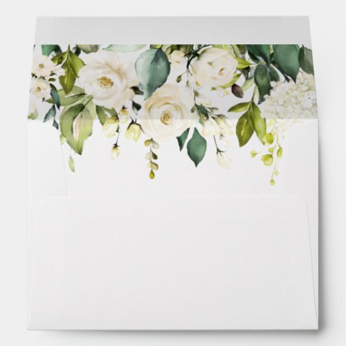 Simple Elegant Eucalyptus White Roses Floral Envelope