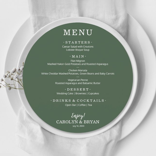 Simple Elegant Evergreen Round Christmas Menu (Creator Uploaded)