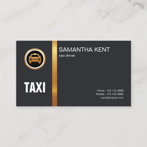 Customizable Simple Elegant Exquisite Black Gold Stripe Taxi Business Card