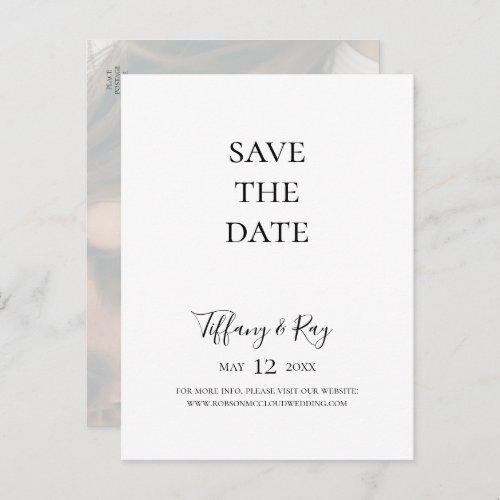 Simple Elegant Faded Photo Save The Date Postcard