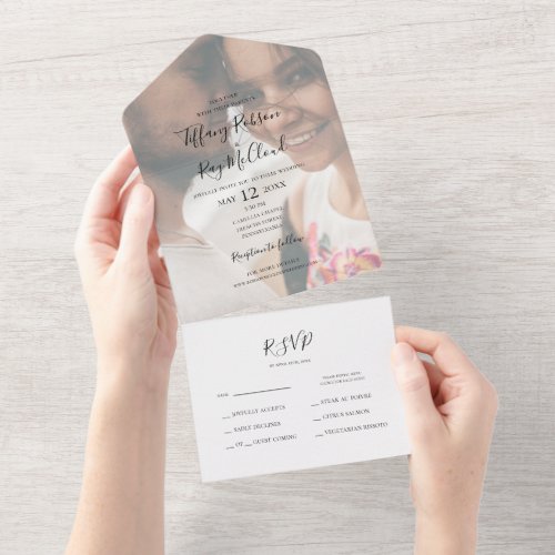 Simple Elegant Faded Photo Seal And Send All In One Invitation