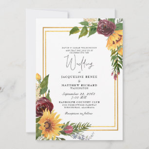Simple & Elegant Fall Floral Wedding Invitation