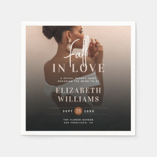 Simple Elegant Fall In Love Photo Bridal Shower  Napkins