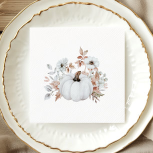Simple Elegant Fall White Pumpkin Bridal Shower Napkins
