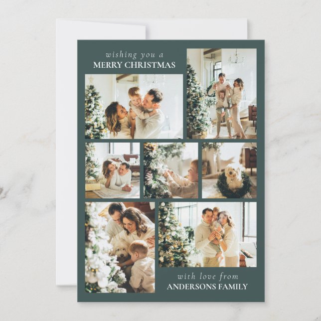 Simple Elegant Family Photo Collage Christmas Holiday Card (Front)