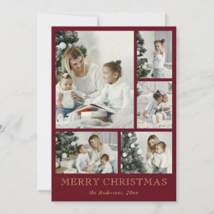 Simple Elegant Family Photo Collage Christmas Holiday Card