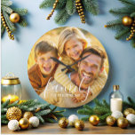 Simple Elegant Family Photo Text Overlay  Large Clock<br><div class="desc">Create a timeless family keepsake with this simple, elegant photo clock. Featuring a minimalist design with a charming family script overlay, this plaque beautifully displays your favorite family pictures. Perfect for kids, parents, and grandparent a lovely gift for mother's day or father's day, it's a cute way to celebrate your...</div>