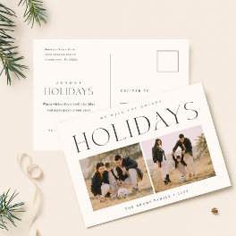 Simple Elegant Family Two photo Joyous Hoilday Postcard