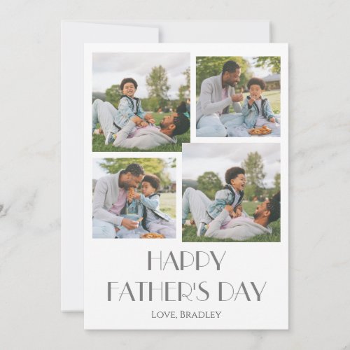 Simple elegant Fathers Day Sweet Photo Collage Holiday Card