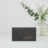 Simple Elegant Faux Black Linen Professional Business Card (Standing Front)