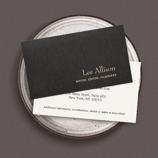 Customizable Simple Elegant Faux Black Linen Professional Business Cards