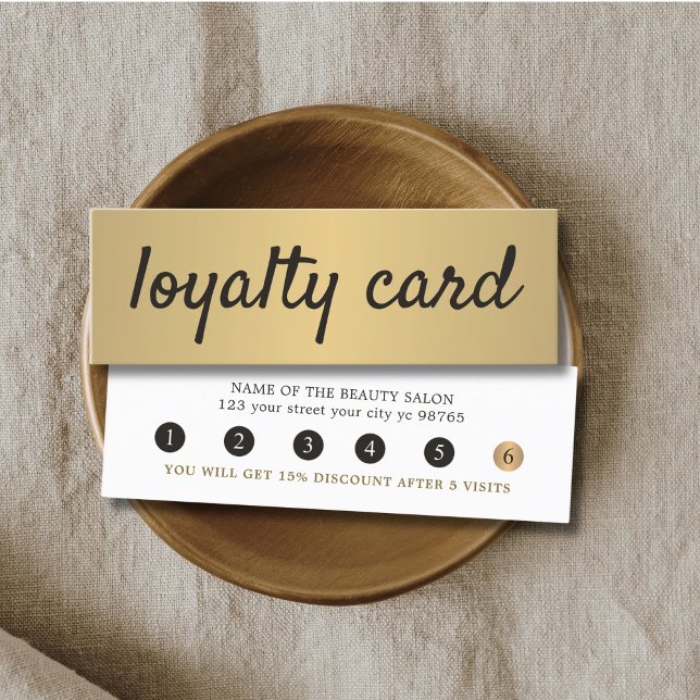 Simple Elegant Faux Gold Beauty Salon Loyalty Card (Creator Uploaded)