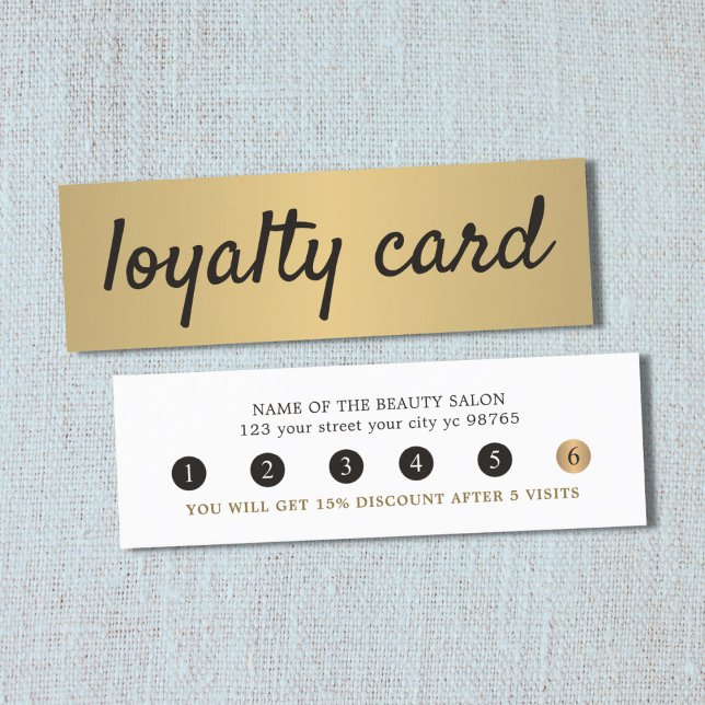Simple Elegant Faux Gold Beauty Salon Loyalty Card (Creator Uploaded)