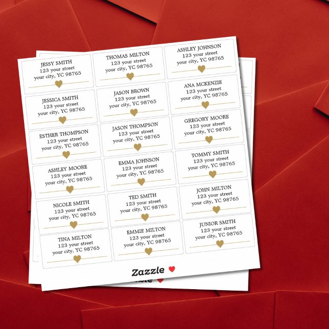 Simple Elegant Faux Gold Heart Line Wedding Label (Creator Uploaded)