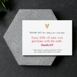 Simple Elegant Faux Gold Heart Thank You Coupon<br><div class="desc">Elegant fully customizable coupon template for small business. Modern chic design with black/red/gold colored fonts. This coupon is a great marketing tool to reward your best customers. Perfect for beauty salon,  online shops or beauty related professionals.</div>