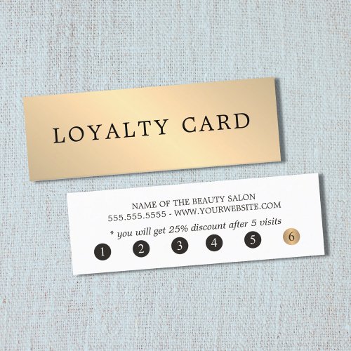 Simple Elegant Faux Gold Stripes Beauty Loyalty Card