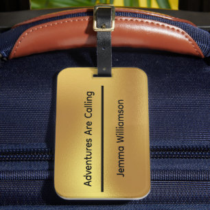 Simple Elegant Faux Gold Trendy Personalized Name  Luggage Tag