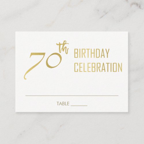 SIMPLE ELEGANT FAUX GOLD TYPOGRAPHY 70 BIRTHDAY PLACE CARD