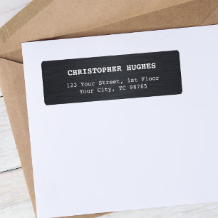Simple Elegant Faux Metal Black White Business Label