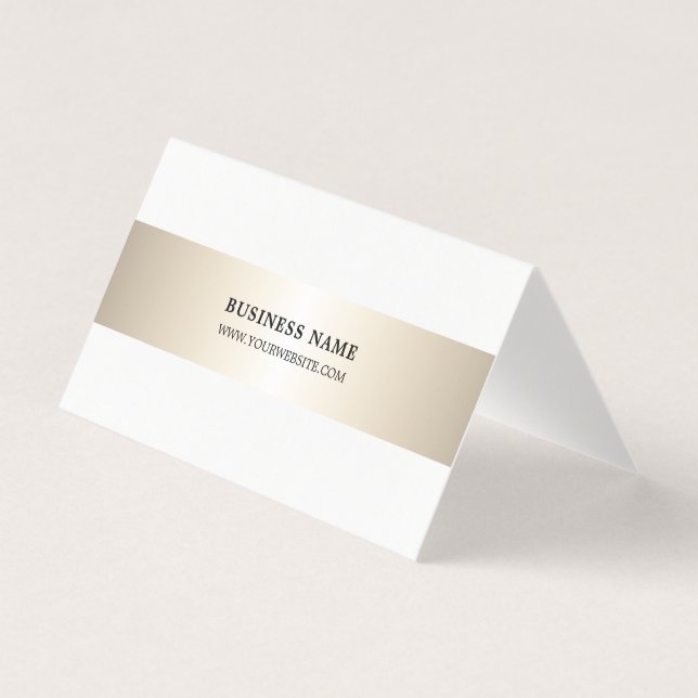 Simple Elegant Faux Metal Stripe Folded Business Business Card (Front)