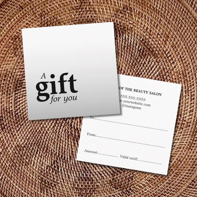 Simple Elegant Faux Silver Beauty Salon Gift Square Business Card (Creator Uploaded)